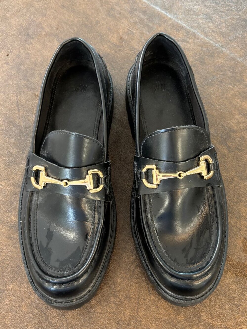 Chunky Black Loafers - Size 8